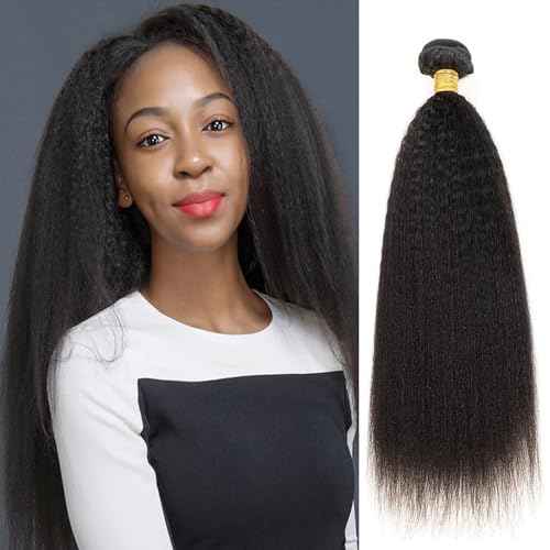 Kinky Straight Bundles Human Hair 4c Bundle Yaki Straight Bundles 32 inch 100% Unprocessed Brazilian Virgin Hair Bundle Deals Human Hair 12A Natural Black For Black Women