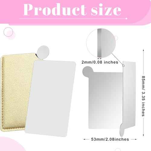 Jetec 10 Pieces Pocket Compact Mirrors Mini Mirror for Purse Wallet Small Handheld Stainless Steel Unbreakable with PU Leather Case for Men Women Travel Camp Signal Makeup(Gold)