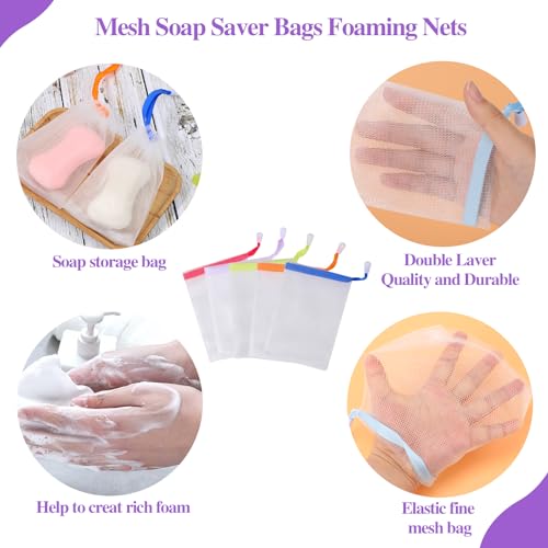 20 PCS Exfoliating Mesh Soap Bags with Drawstring - 4.7 x 3.5"
