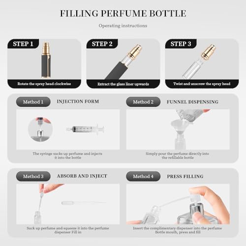 Refillable 5ml Perfume Spray Bottle Set with Leather Case - Travel Essential