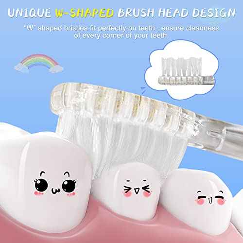 Teeteck 5 Pack Kids Toothbrush Replacement Heads Compatible with SEAGO SG513/SG977/SGEK6, DadaTech DT-K6/DT-BB1/DT-977, Brush-Baby WildOnes(Ages 3years+/Transparent)