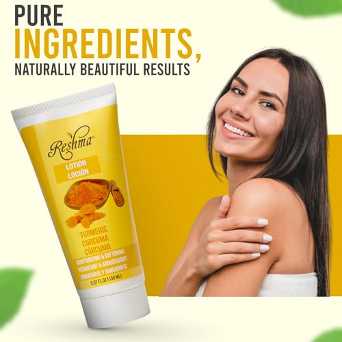 Reshma Beauty Turmeric Lotion, Face & Body Lotion for Normal to Dry Skin, Infused with Turmeric Extract, Moisturizes and Soothes Skin, 5.07 fl oz, Pack of 1