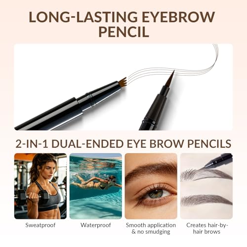 Microblading Eyebrow Pen 2-in-1 Dual-Tip Waterproof Brown