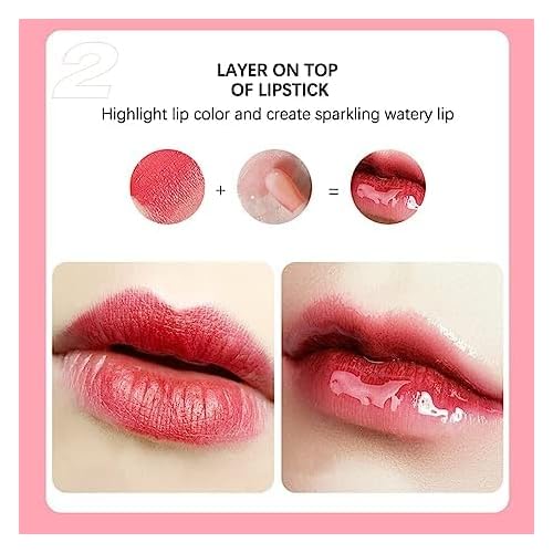 3-in-1 Plumping & Hydrating Lip Oil Gloss - Tinted, Long Lasting, Natural Lip Plumper (01+12+15)