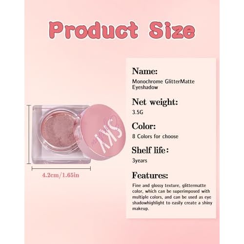Sparkle Single Eyeshadow Cream, Orange Mousse Glitter Highly Pigmented Eye Shadow, Long-Lasting Blendable Shimmer Eyeshadow, Lightweight Eye Shadow Makeup Palette Christmas Party Gift for Women-08