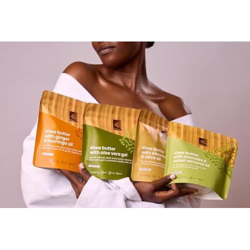 Raw Shea Butter with Avocado & Sweet Almond Oil - floral scent 100% Natural Ghana Shea Butter whipped for Dry Skin, Hair & Body. Pure, Vegan, Handmade, Eco-friendly Skincare 350g
