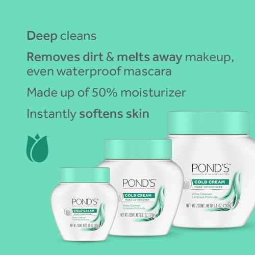POND'S Cold Face Cream, Skin Care Facial Cleanser for All Skin Types, Deep Moisturizing Face Wash & Makeup Remover, 9.5 oz, 3 Pack