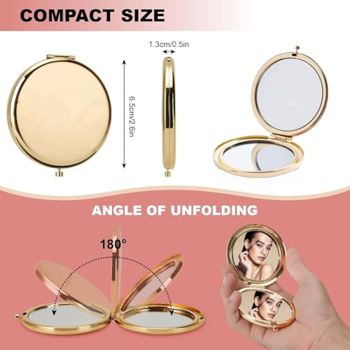 Gold Magnifying Compact Mirror for Purses - 2x & 1x Folding Travel Makeup Mirror