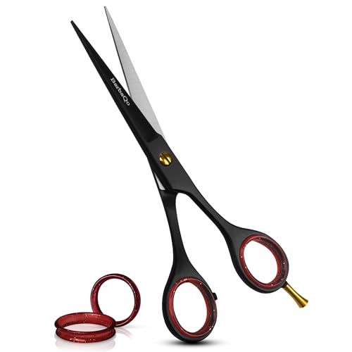 Black 6.5-inch Professional Hair Cutting Scissors - BarbaQo Razor Edge Shears