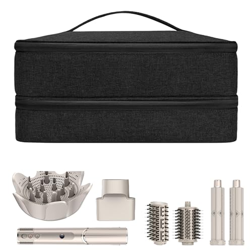 BUBM Double-Layer Carrying Case for Shark Flexstyle, Travel Case for Shark Flexstyle/FlexFusion, Portable Storage Organizer bag for Airwrap Styler/Supersonic Hair Dryer and Attachments,Black