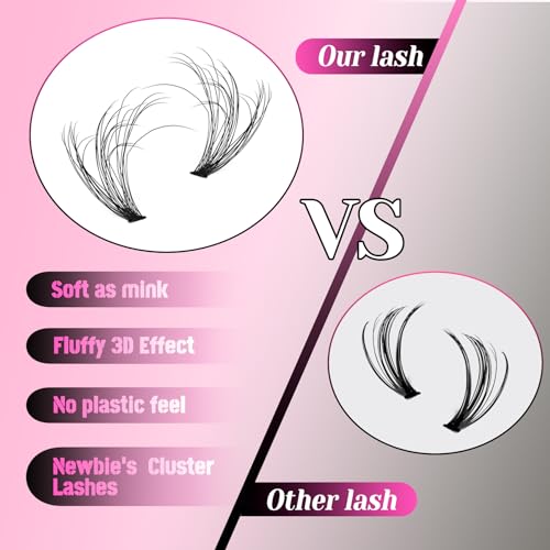 Veleasha Lash Clusters 268PCS Individual Lashes Wispy Brown Clusters Lashes Bottom Lashes Natural Spike D Curl Eyelash Clusters Fluffy Pestañas DIY Eyelash Extensions for Beginner Easy(Hot Style MIX)