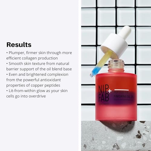 Nip+Fab Peptide Fix Finishing Oil 2%, 1.01 fl oz, Perfect Finish for All Skincare Routines, Support the Skin Barrier, Brighter Smoother Skin Lightweight Bi-Phase Anti-Wrinkle Formula