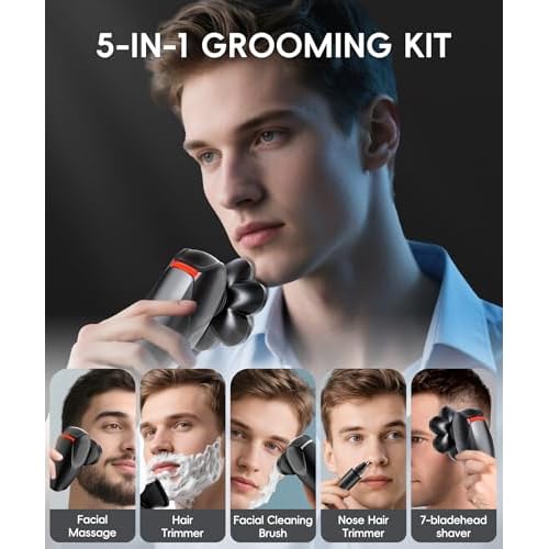 Head Shavers for Bald Men, 7D Head Shaver with LED Display, 3 Adjustable Modes, 10000 RPM High Speed Motor, IPX8 Waterproof, USB Fast Charging