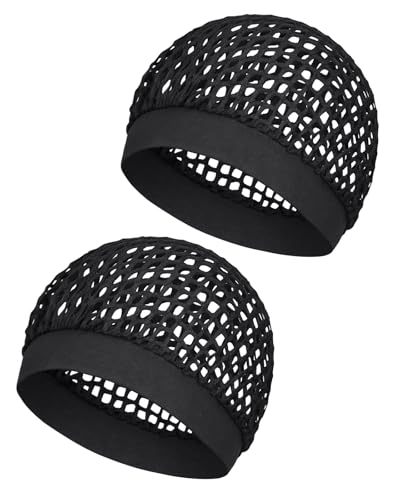 2 Pack Black Hair Nets for Sleeping - Comfortable & Secure Fit