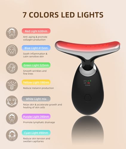 Jobazok 7-Color LED Face Light Therapy Massager for Skin Tightening & Firming