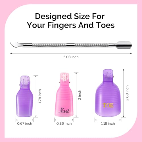 MelodySusie Gel Nail Polish Remover Clips Kit with Cuticle Pusher - 21 Pcs