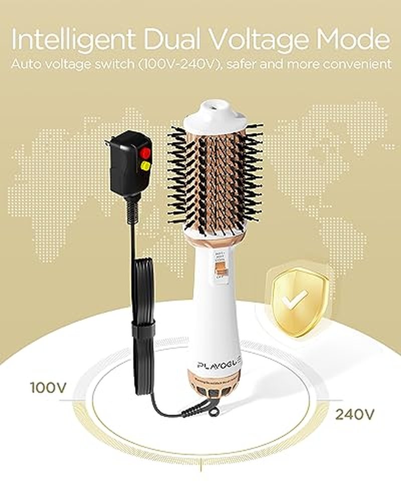 Plavogue Dual Voltage Blow Dryer Brush for Travel - Ionic Hot Air Brush