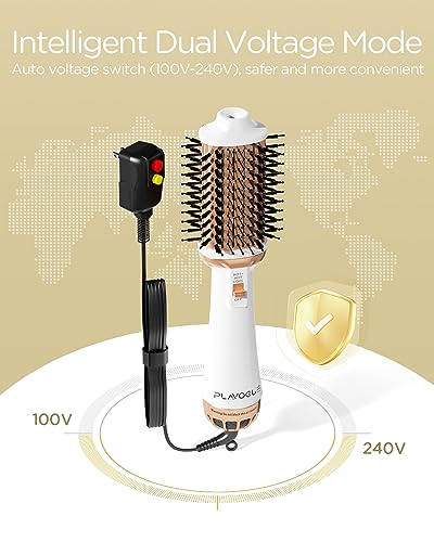 Plavogue Dual Voltage Hot Air Brush with Volumizer - White Gold