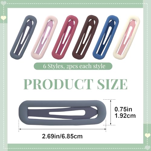 Metal Snap Hair Clips for Fine Hair, 12pc Set, 6 Colors