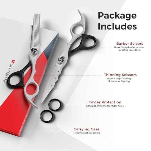 Suvorna Thinning Shears for Hair Cutting with Hair Scissors Professional | 2 pcs hair cutting scissors | 6.5" RightHand Barber Scissors for Cutting and Layering | Hair Shears for Women and Men