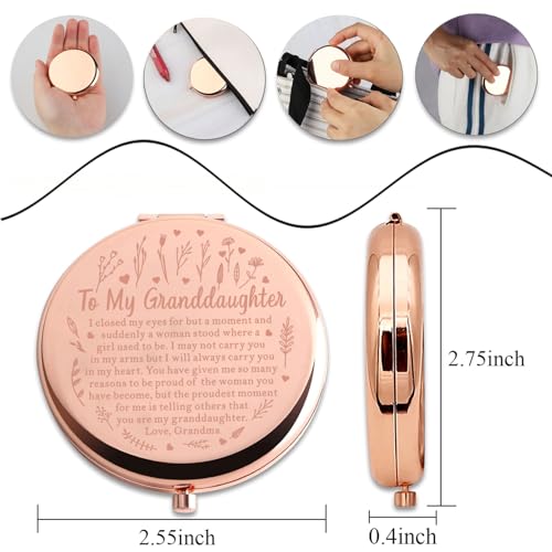 PLITI Granddaughter Gift Granddaughter Graduation Gift to My Granddaughter Compact Mirror Grandpa Grandma (Granddaughter Closed CMrg)