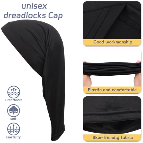 4 Pcs Dreadlock Tube Unisex Dreadlocks Bands Elastic Dreadlock Cap Head Wraps Dreads Sleep Cap Locks Headbands for Men and Women (Black, White, Gray, Red)