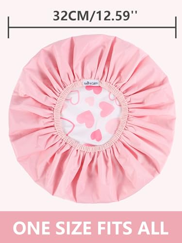 Pink Reusable Waterproof Shower Cap for Women - Double Layer Hair Cover, One Size