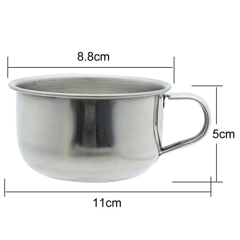lasenersm 1 Piece Stainless Steel Shaving Soap Bowl with Handle Shaving Soap Mug Bowl Shaving Bowl Shaving Foam Bowl Shaving Cream Bowl For Men, 3.46 x 1.97 Inches, Silver