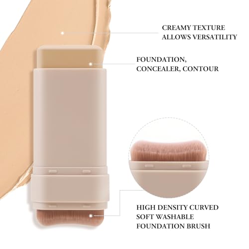 Matte Foundation Stick with Built-in Brush - Full Coverage Concealer