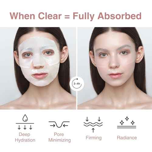 Bio-Collagen Face Mask, Real Deep Collagen Overnight Mask, Hydrating Collagen Face Mask, Facial Sheet Masks for Skincare, Pore Minimizing, Firming, Elasticity Improvement, and Moisturizing.