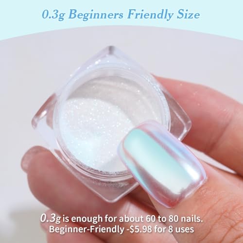 Pretty Diva Moonlight Chrome Nail Powder - Iridescent Aurora Mermaid Pigment