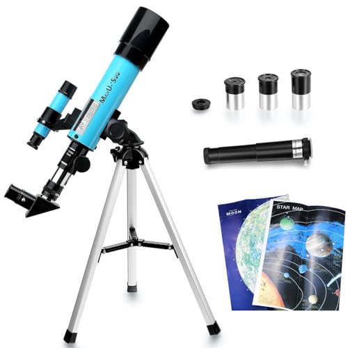 MaxUSee Telescope F360X50mm for Astronomy Beginners, Refractor Telescope with Tabletop Tripod & Finder Scope, Travel Telescope includes 3 Magnification Eyepieces and Moon Mirror