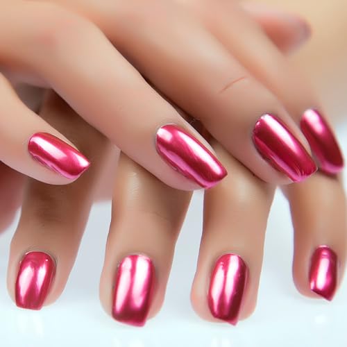Cherry Pink Metallic Mirror Nail Polish - Long-Lasting 6ml