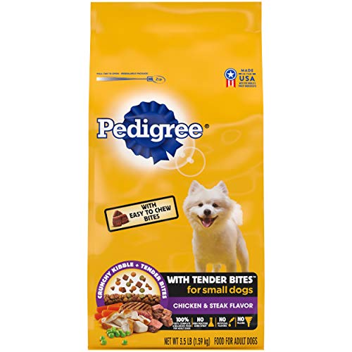 Pedigree With Tender Bites for Small Dogs Adult Dry Dog Food, Chicken and Steak Flavor, 3.5 lb. Bag