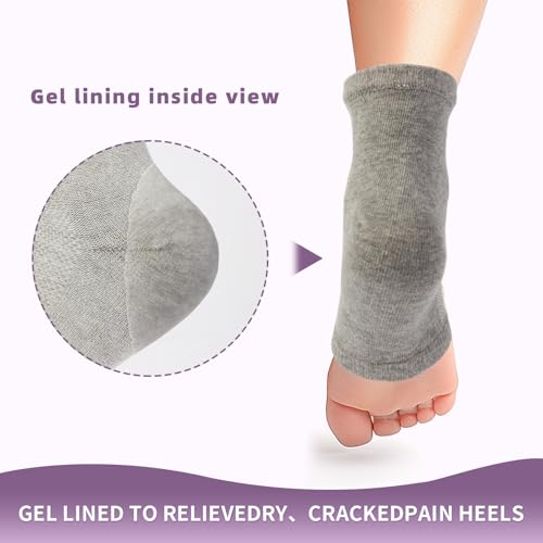 Moisturizing Heel Socks for Cracked Feet - Gel Toeless Foot Therapy, 2 Pairs