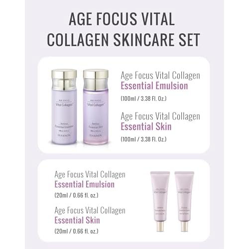 ISA KNOX Age Focus Vital Collagen Skincare Set (14.54 fl oz) - Korean Skincare for Firming, Hydrating, and Nourishing. with Low-Molecular Collagen and Essential Vitamins.