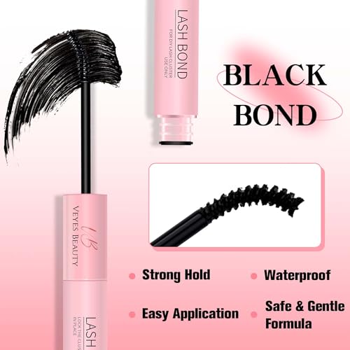 VEYESBEAUTY Waterproof Black Lash Bond and Seal 2-in-1 Cluster Lash Glue