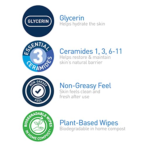 CeraVe Makeup Remover Wipes - Plant Based, Biodegradable, 25ct