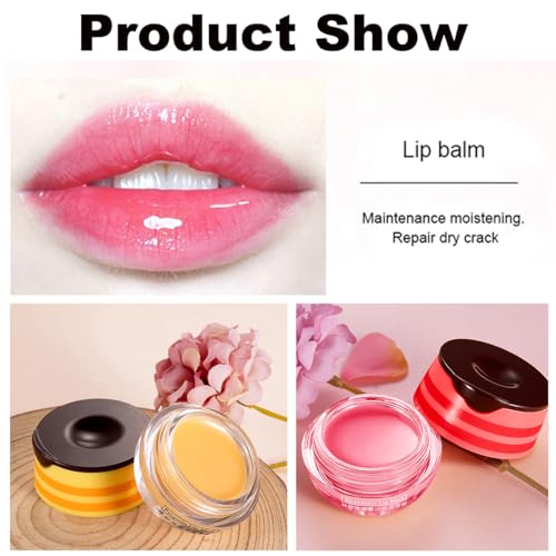 Lip Balm, Vitamin E Moisturizing Propolis Sleeping Mask, Effective Reduces Lines, Prevention of Dry and Cracked Lips Nourishing Dry Lip Care (2 Packs Strawberry & 2 Packs Honey, 1.9Oz)