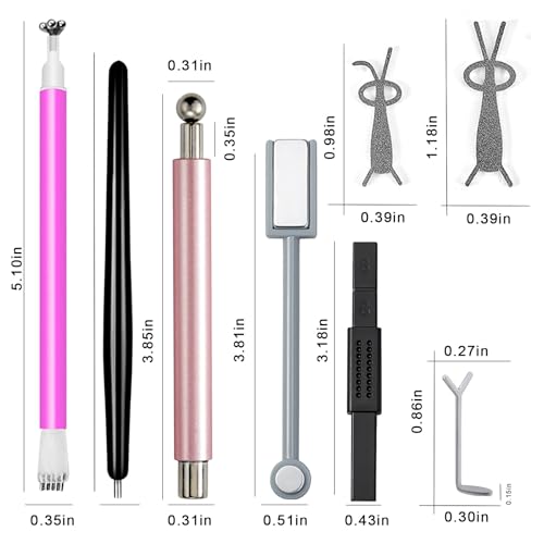 WOKOTO Cat Eye Nail Magnet Tool Set - 5 Dual-Head Pens & 6 Stencils