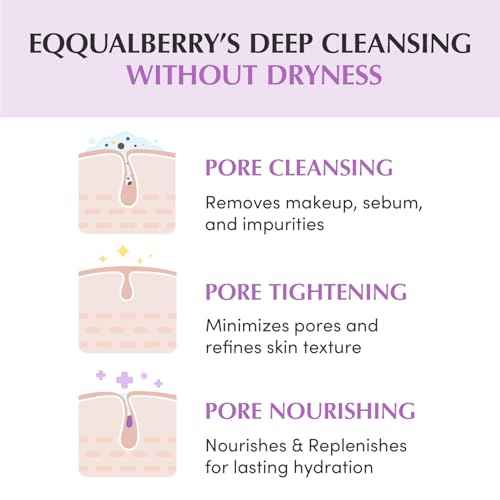 EQQUALBERRY Purple Rice Pore Smoothing Cleansing Oil ? Deep Cleansing for Pores & Blackheads | Korean Oil Cleanser for Face & Makeup Remover | Hydrating & Soothing Formula, 6.76 fl.oz