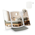 WIZCHARK Trifold Makeup Mirror with Lights, 2X/5X Magnification