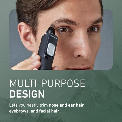 Panasonic ER-GN70-K Nose & Ear Hair Trimmer with Vacuum, Wet & Dry Use, 1 Pack