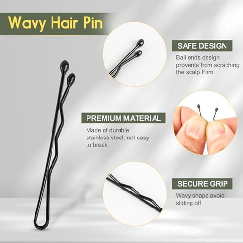 150 Count Mini Bobby Pins 1.38 inch Black with Storage Box