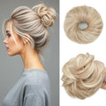 CJL HAIR 2PCs Small Cute Messy Bun Hair Piece for Thin Hair Women Mini Synthetic Curly Bun Scrunchies Updo Hairpieces Cream Blonde