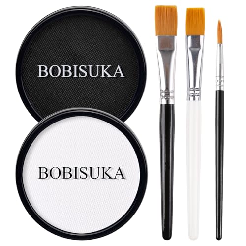 BOBISUKA Black White Face Paint Kit with Brushes