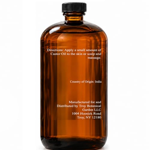 Essentially KateS Castor Oil 16 Fl Oz (Glass Bottle) | 100% Pure Cold Pressed Hexane-Free