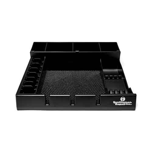 Gentlemen Republic Barber Station Organizer - Multi-Compartment Countertop Tray for Clippers, Trimmers & Other Tools Storage. Ideal for Busy Barbers and Stylists, Maximize Efficiency - Black
