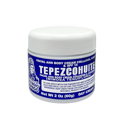 DEL INDIO PAPAGO Facial Day Skin Cream with Tepezcohuite 60g Small - Corporal Colageno Y Vitamina E - Hydrates the Skin