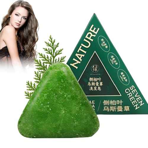 Nature Triangle Shampoo Bar, Nature Seven Green Soap Shampoo, Usman Grass ??hampoo Bar, Calming & Strengthens Hair for Women and Mens